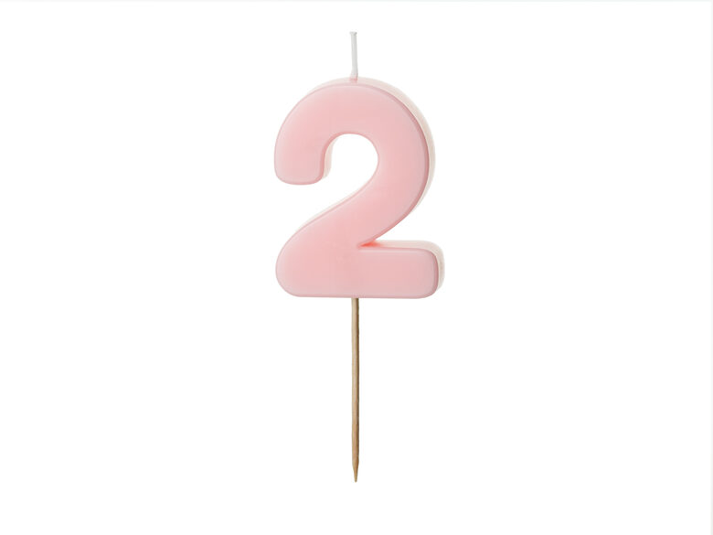 Jubilejas svece "2" gaiši rozā krāsā 5,5 cm