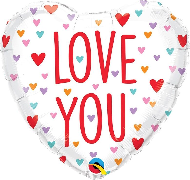 Folijas balons "love you" ar mazām sirsniņām 
