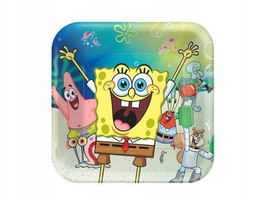 Papīra šķīvji "SpongeBob" (Sūklis Bobs Kvadrātbiksis) 