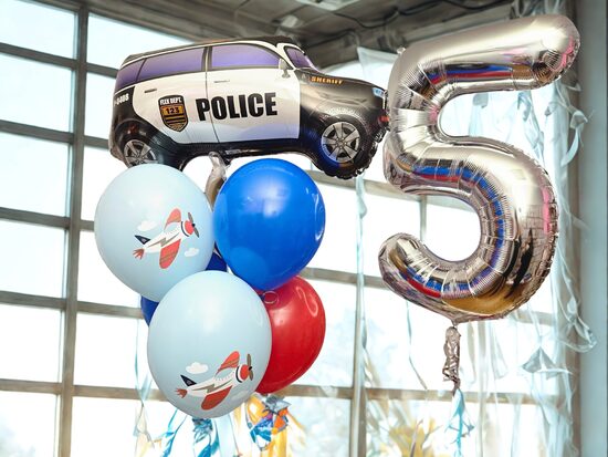 Balonu komplekts "Policijas mašīna" ar ciparu 