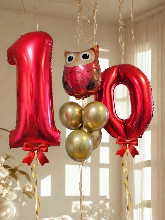 Balonu komplekts "Pūcīte" ar vienu vai diviem cipariem