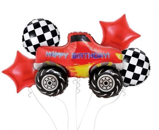 Foljas balonu komplekts “Monster Truck – Happy Birthday”, 5 gab.