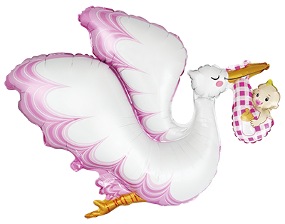 Folijas balons Stārķis ar mazuli, meitene