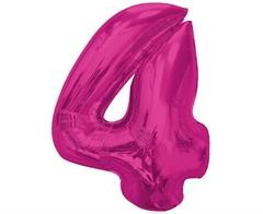 Folijas balons Nr.4, koši rozā krāsā 102 cm