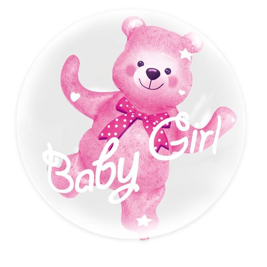 Folijas balons Lācis rozā "Baby girl"