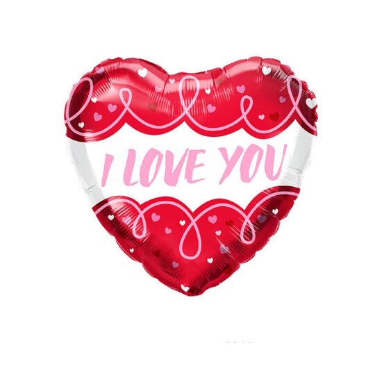 Folijas balons "I love you" ar rozā apdruku 