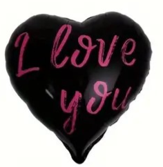 Folijas balons "I love you" sirds formas melnā krāsā