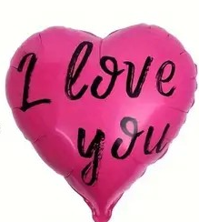 Folijas balons "I love you" sirds formas rozā krāsā