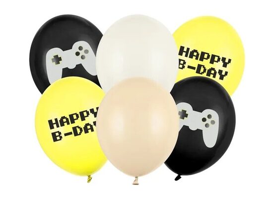 Lateksa balonu komplekts Happy B-day game, 6gab. 