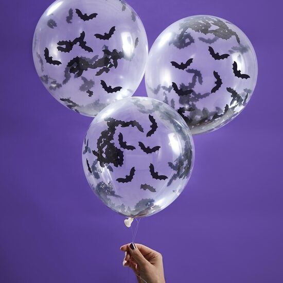 Lateksa balons ar konfeti sikspārņiem