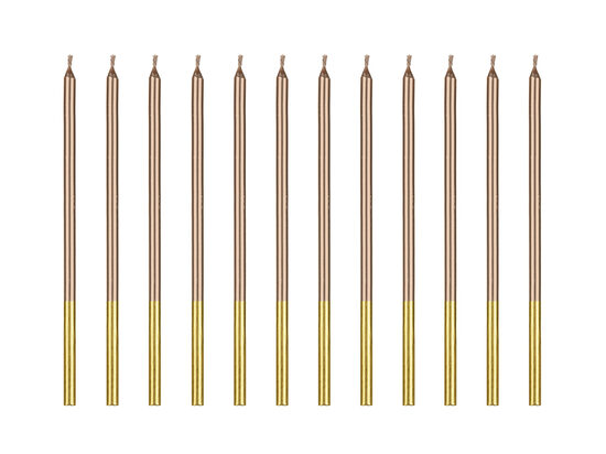 Jubilejas sveces zelti rozā krāsā 12 gab 