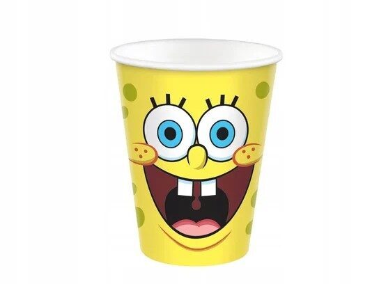 Papīra glāzes "SpongeBob" (Sūklis Bobs Kvadrātbiksis) 