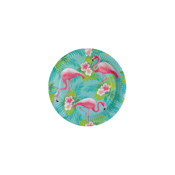 Papīra šķīvji "Flamingo Paradise", 23 cm. 1 iepak./8 gab.