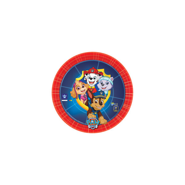 Papīra šķīvji "PawPatrol", 18 cm. 1 iepak./8 gab.