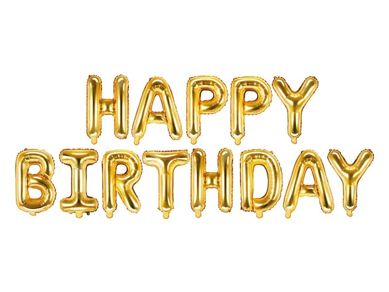 Folija balons - uzraksts "Happy Birthday", zelta krāsā 