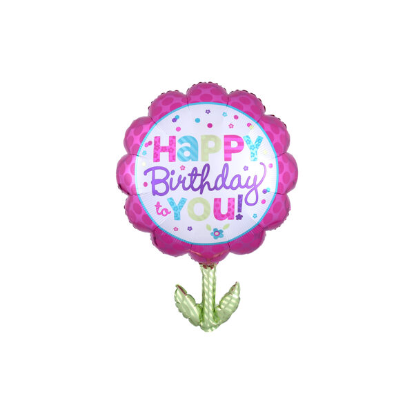 Folijas balons, figūra "Happy Birthday" zieds