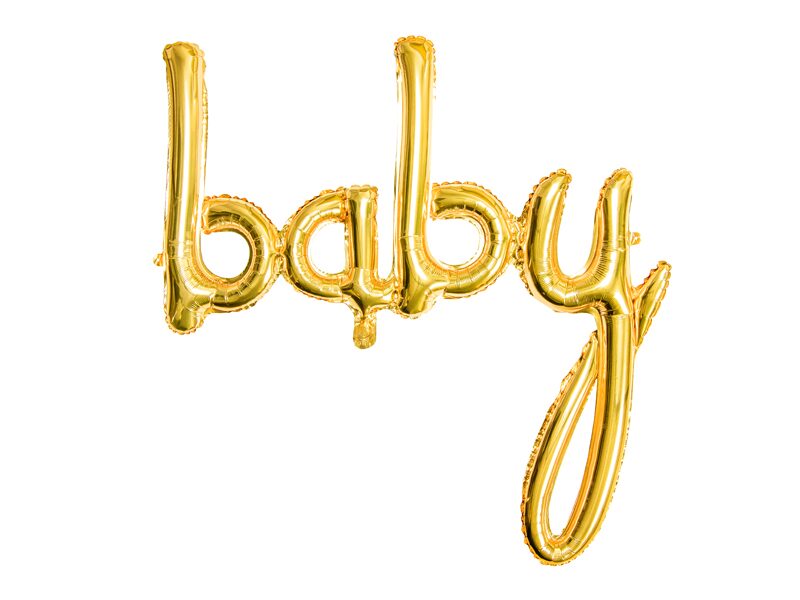 Folija balons - uzraksts "Baby", zelta krāsā 