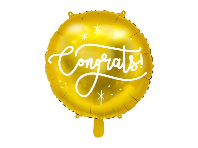 Folija balons "Congrats" (apsveicu) zelta krāsā. 
