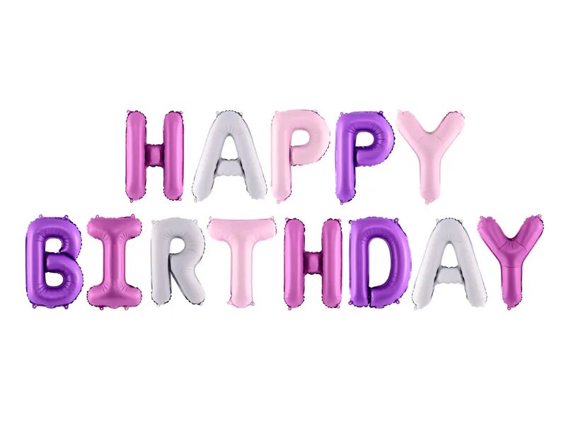 Folija balons - uzraksts "Happy Birthday", krāsains 