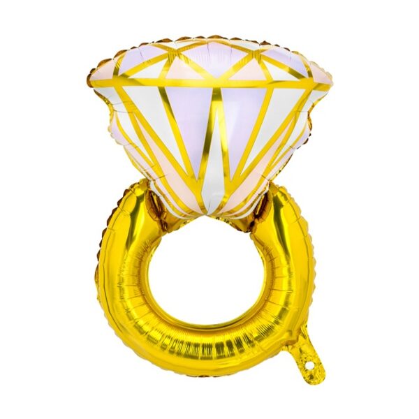 Folijas balons "Gredzens", ~balts ar zeltu, 56 x 75 cm