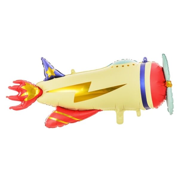 Folijas balons "Lidmašīna", krāsa - gaiši dzeltena u.c., 91 x 39 cm
