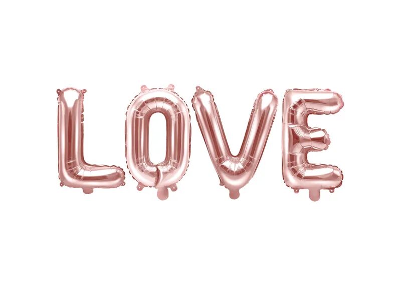 Folija balons - uzraksts "Love", zelti rozā krāsā 