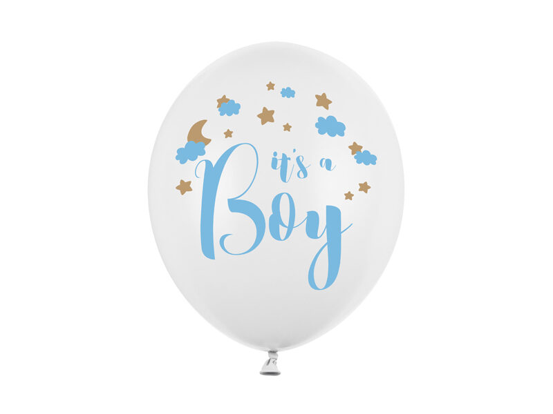 Lateksa balons ar apdruku " Its a boy_balts ar zilu uzrakstu" 1 gab.
