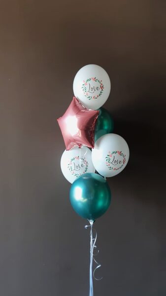 Balonu komplekts "Love ar zaļiem hromētiem baloniem"
