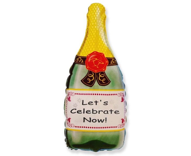 Folijas balons "Šampanieša pudele " krāsa - zaļa, zelta u.c. 43cm x 83cm