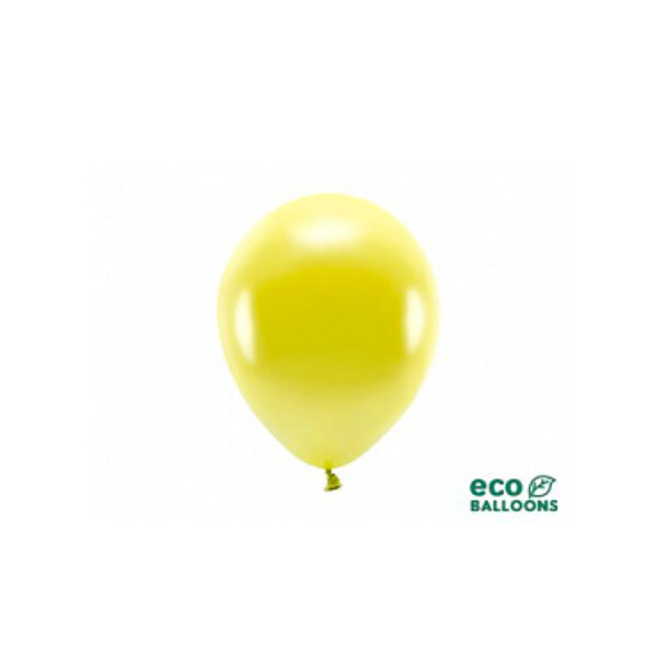 Dzeltens EKO metalic lateksa balons (26cm), 1 gab.