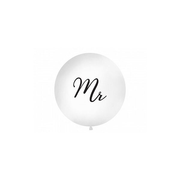 Balts lateksa balons "Mr" (1m), 1 gab.