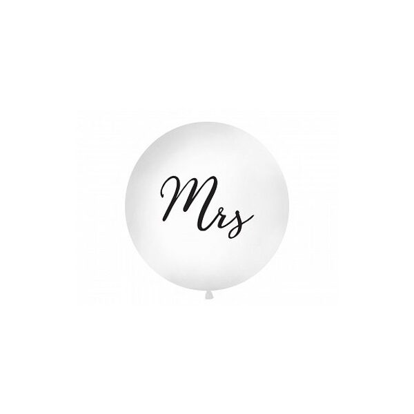 Balts lateksa balons "Mrs" (1m), 1 gab.