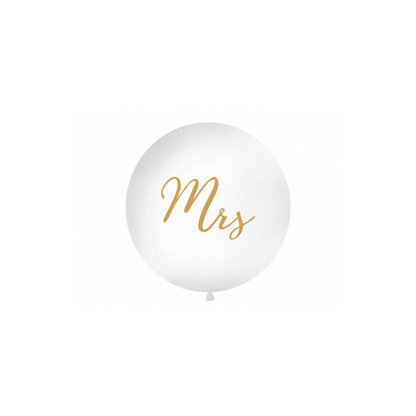 Balts lateksa balons "Mrs" gold (1m), 1 gab.