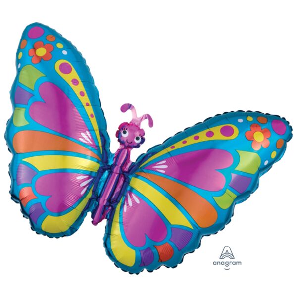 Folija balons "Taurenis", zils ar krāsainiem elementiem