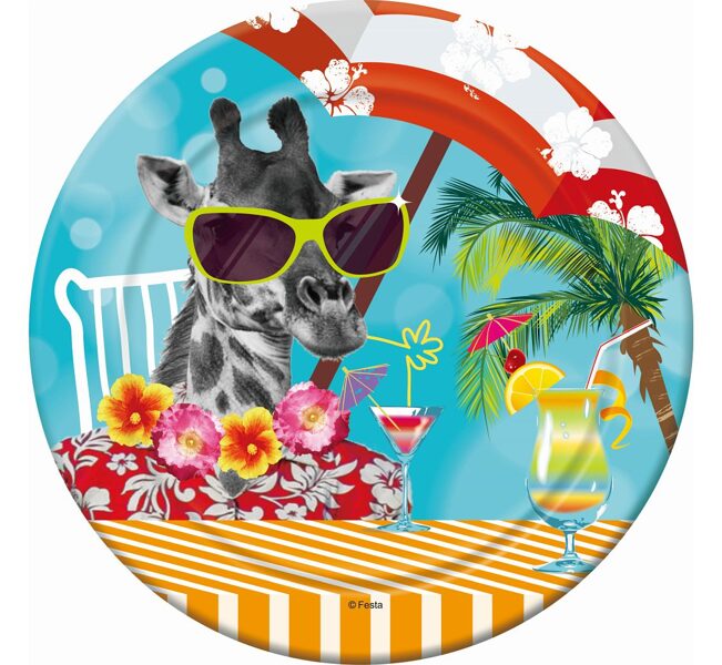 Papīra šķīvji  "Havajiešu ballīte" , 23 cm, 6 gab