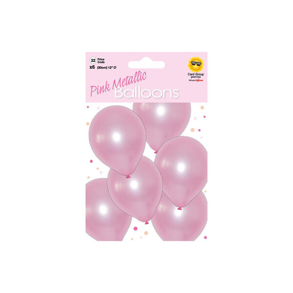 Rozā metāliski baloni 6 gab.